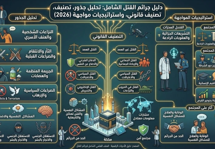 جرائم القتل: تحليل الجذور، التصنيف القانوني، واستراتيجيات المواجهة الشاملة 2026