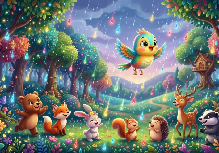 العصفور لولو وألوان المطر