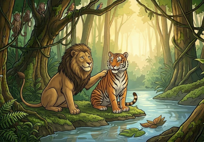 النمر والأسد… من عداوة إلى صداقة
