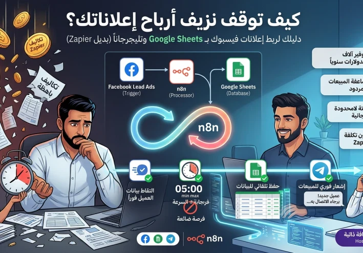 كيف توقف نزيف أرباح إعلاناتك؟ دليلك لربط إعلانات فيسبوك بـ Google Sheets وتليجرام مجاناً (بديل Zapier)