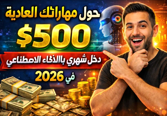 كيف تحول مهاراتك العادية إلى دخل شهري يتجاوز 500 دولار باستخدام الذكاء الاصطناعي في 2026؟