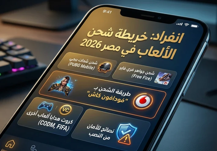 دليلك الشامل لشحن الألعاب في مصر 2026: فودافون كاش والطرق الرسمية