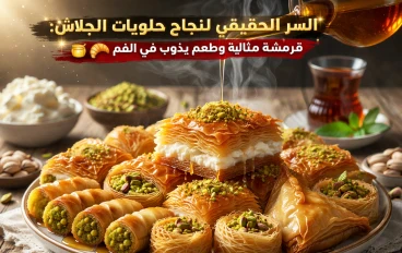 👉 السر الحقيقي لنجاح حلويات الجلاش: قرمشة مثالية وطعم يذوب في الفم 🍯🥐