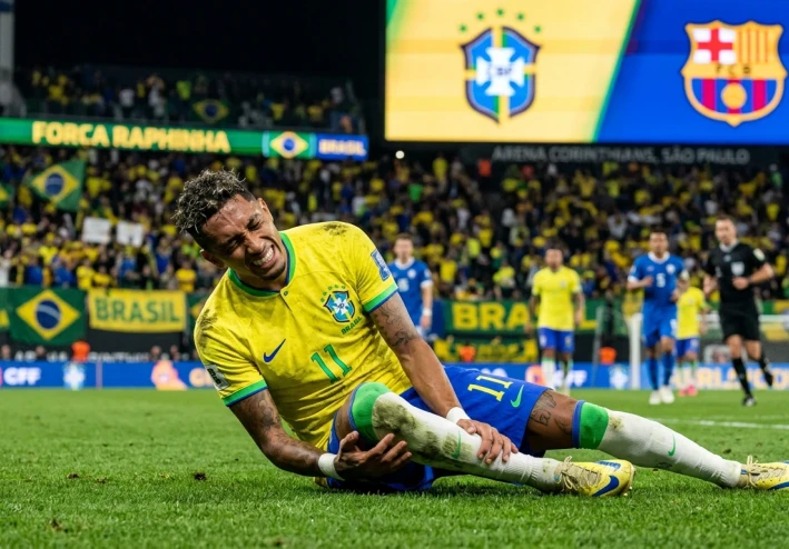 صدمة في برشلونة: إصابة رافينيا مع البرازيل تهدد موسم الفريق