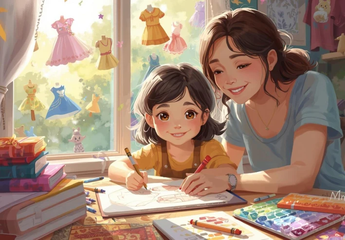 🌸 ليان الصغيرة وحلم التصميم 🌸