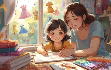 🌸 ليان الصغيرة وحلم التصميم 🌸