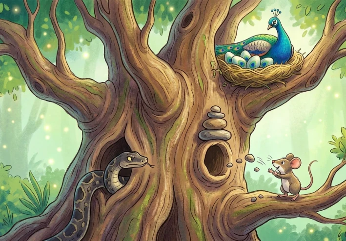 الطاووس المحظوظ والثعبان