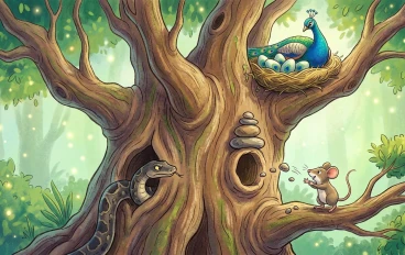 الطاووس المحظوظ والثعبان