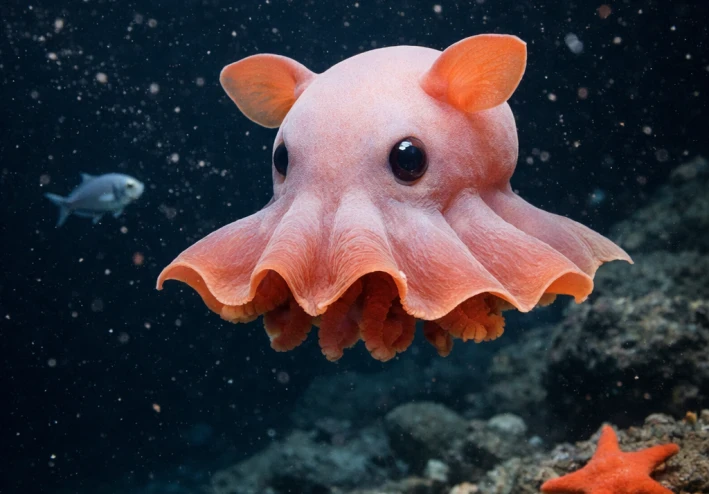 "الأخطبوط دامبو: كائن كرتوني حقيقي يعيش في أخطر أعماق الأرض!"