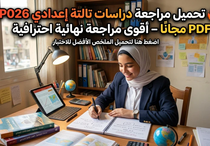 تحميل مراجعة دراسات تالتة إعدادي 2026 PDF مجانًا – المراجعة النهائية الشاملة + أهم الأسئلة المتوقعة + نماذج امتحانات بالإجابات لضمان التفوق الكامل 💯📚