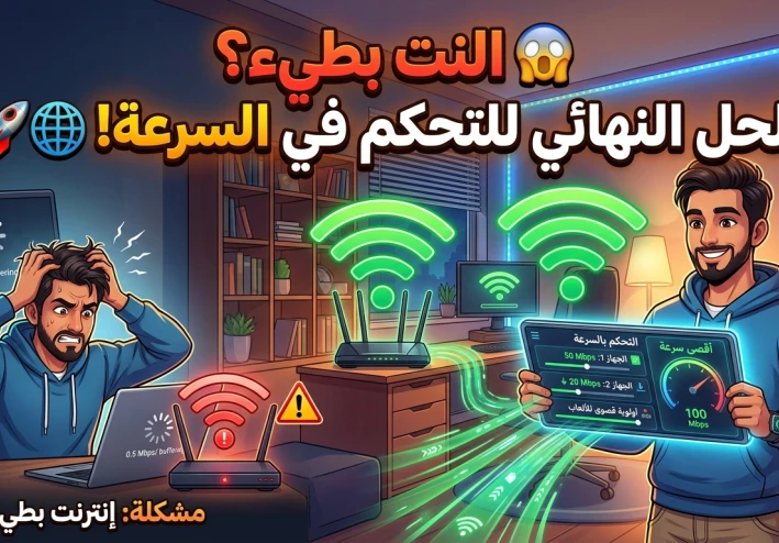 🚀 سر تسريع الإنترنت في المنزل وتقسيم السرعة بدون برامج!