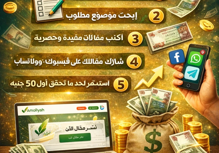 ازاي تكسب أول 50 جنيه من موقع أمولي خطوة بخطوة (دليل المبتدئين 2026)