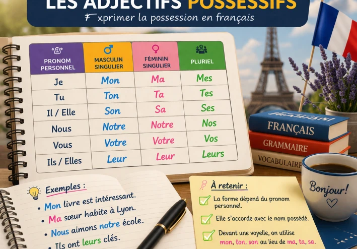 تعلم صفات الملكية في الفرنسية بسهولة: شرح مبسط مع أمثلة عملية