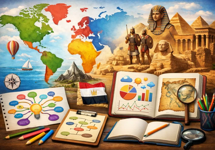 تحميل إنفوجرافيك الدراسات الاجتماعية أولى إعدادي ترم تاني 2026 PDF – مراجعة بالصور والخرائط الذهنية لن يخرج عنها الامتحان