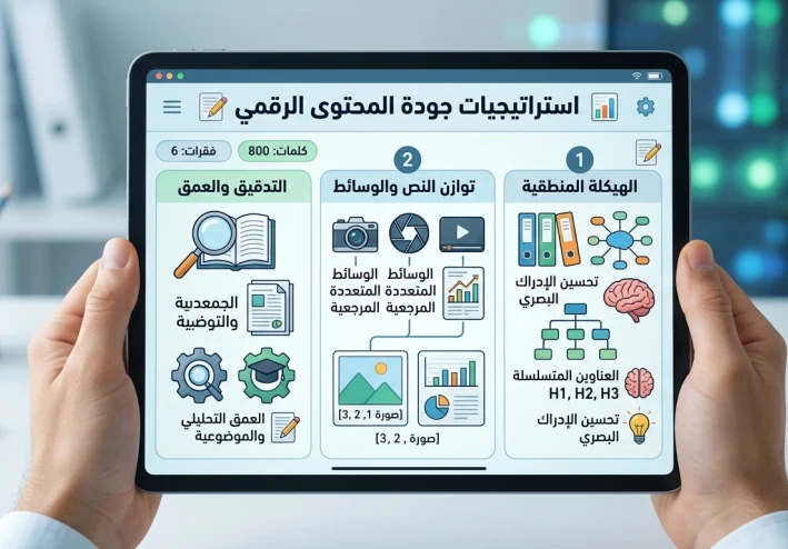 استراتيجيات جودة المحتوى الرقمي: معايير الهيكلة والموضوعية 📝✨