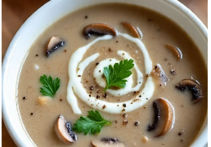 شوربة المشروم طبق كريمي دافئ بنكهة ترابية غنية، صحي ومشبع، يجمع بين البساطة والفخامة في وصفة أوروبية كلاسيكية.