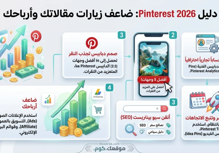 كيف تستخدم بينتريست (Pinterest) لزيادة المشاهدات على مقالاتك وتحقيق أرباح مضاعفة".