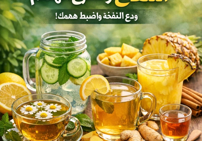 مشروبات طبيعية تخفف الانتفاخ وتسرّع الهضم