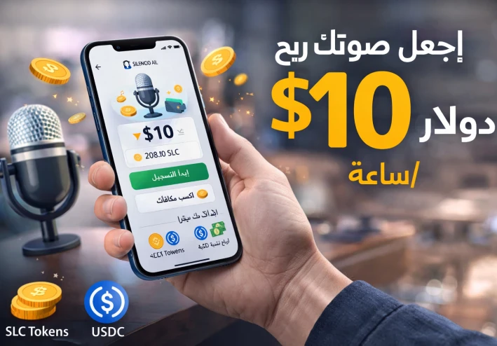 اربح 10 usdc في الساعة من خلال تسجيلات صوتية في تطبيق silencio voice ai
