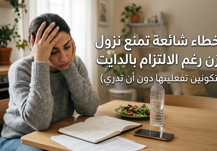 ⚠️ 7 أخطاء شائعة تمنع نزول الوزن رغم الالتزام بالدايت (قد تكونين تفعلينها دون أن تدرِي)