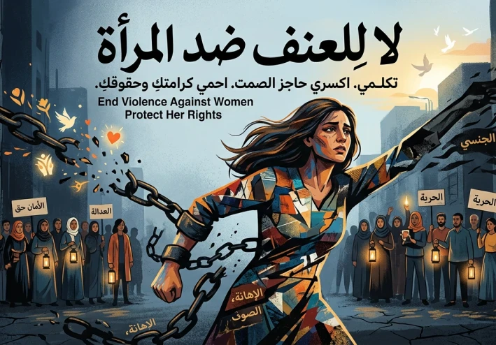 "خلف الأبواب الصامتة: تحطيم قيود العنف واستعادة كرامة الأنثى"
