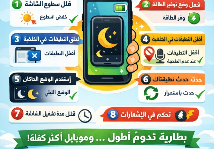 🔋 كيف توفر بطارية هاتفك؟ 8 إعدادات ستغير استخدامك تمامًا (2026)
