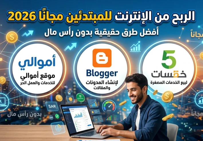 الربح من الإنترنت للمبتدئين مجانًا 2026: أفضل طرق حقيقية بدون رأس مال