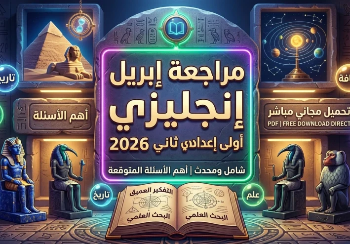 🔥 تحميل أقوى مراجعة إنجليزي أولى إعدادي ترم ثاني 2026 PDF (مراجعة إبريل الشاملة) + ملخص وأسئلة متوقعة