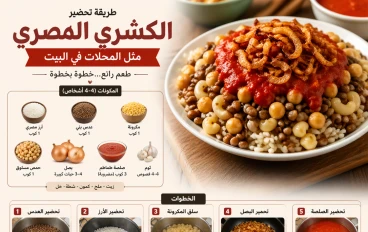 طريقة تحضير الكشري المصري مثل المحلات في البيت