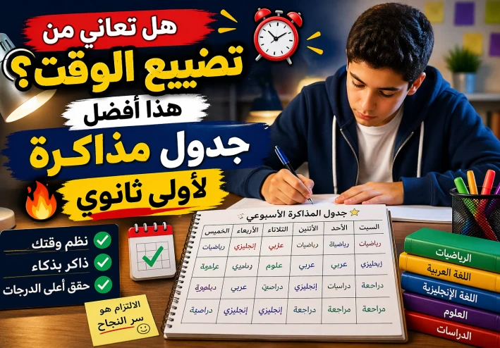 👉 📅 هل تعاني من تضييع الوقت؟ هذا أفضل جدول مذاكرة لأولى ثانوي 🔥