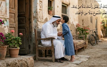 علم إبنك أن يقبل رأسك بدلاً من يدك..كي يتعلم الشموخ بدلاً من الإنحناء