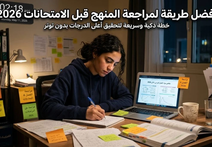 تعرف على أفضل طريقة لمراجعة المنهج بسرعة قبل الامتحانات بخطة ذكية تساعدك على الفهم، التركيز، وتحقيق أعلى الدرجات بثقة