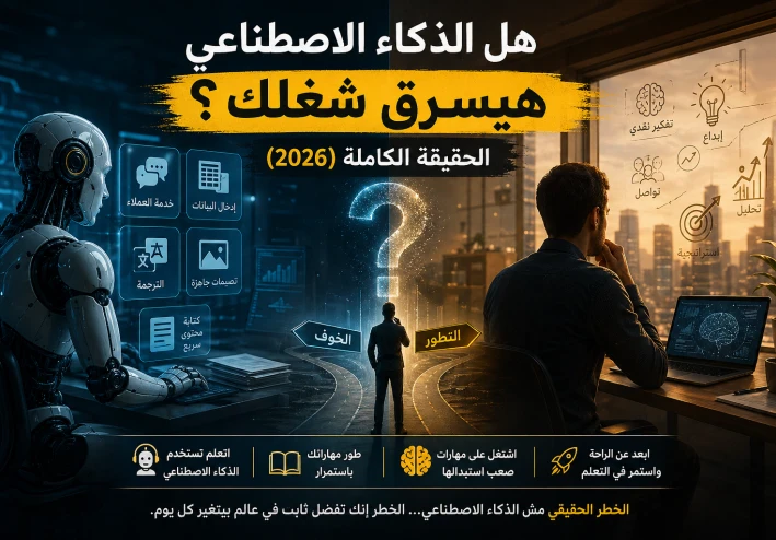 🤖 هل الذكاء الاصطناعي هيسرق شغلك؟ الحقيقة الكاملة (2026)