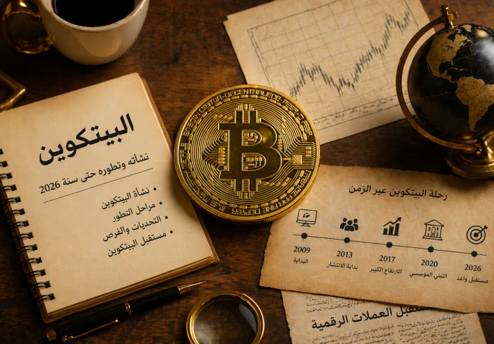 نشأة البيتكوين وتطوره حتى عام 2026: رحلة العملة الرقمية الأشهر في العالم