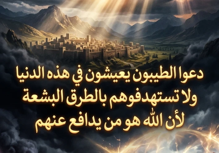 دعوا الطيبون يعيشون في هذه الدنيا ولا تستهدفوهم بالطرق البشعة لأن الله هو من يدافع عنهم .