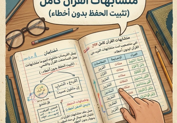 📔 تحميل أقوى ملف متشابهات القرآن الكريم كامل PDF لتثبيت الحفظ بسهولة وبدون أخطاء (نسخة شاملة 2026)