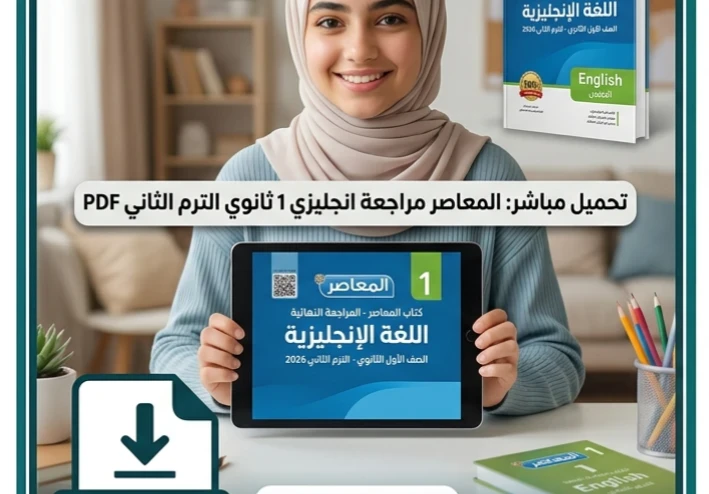📘 تحميل كتاب المعاصر في المراجعة النهائية إنجليزي أولى ثانوي 2026 ترم تاني PDF | أقوى مراجعة شاملة + امتحانات بالإجابات