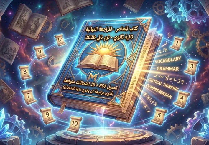 🏷️ تحميل كتاب المعاصر مراجعة نهائية إنجليزي تانية ثانوي 2026 ترم تاني PDF + 10 امتحانات متوقعة (أقوى مراجعة لن يخرج عنها الامتحان)