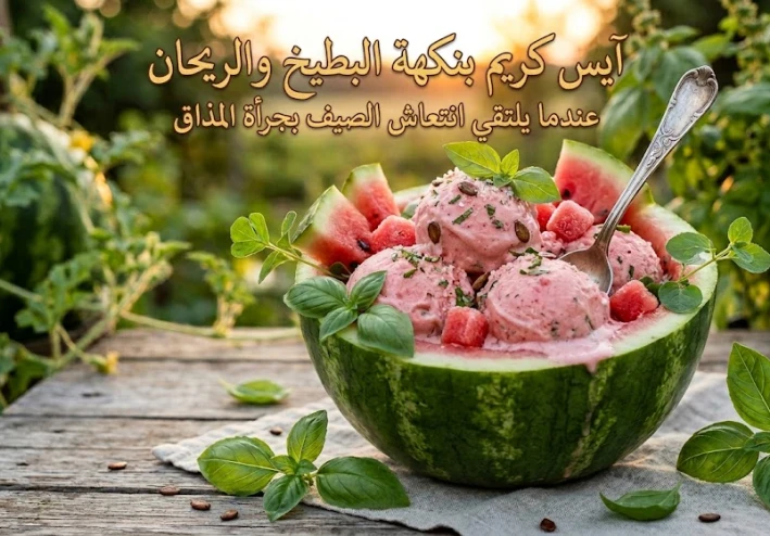 آيس كريم بنكهة البطيخ والريحان