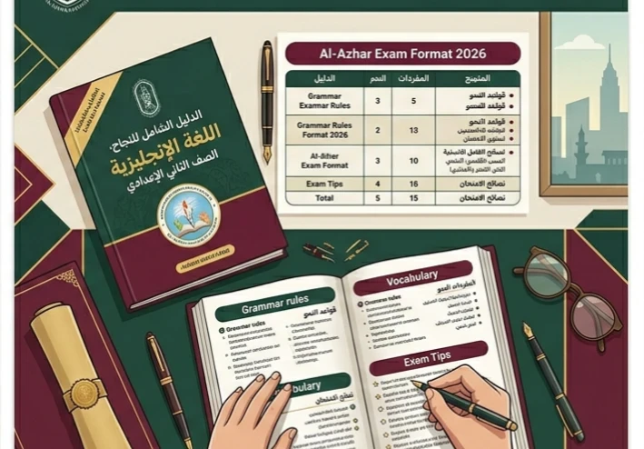 🔥 تحميل أقوى مراجعة إنجليزي ثانية إعدادي أزهري 2026 PDF | مراجعة شاملة تضمن لك الدرجة النهائية