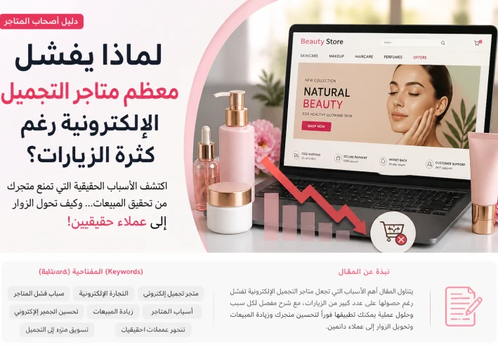 لماذا يفشل معظم متاجر التجميل الإلكترونية رغم كثرة الزيارات؟ الأسباب الحقيقية وحلول عملية