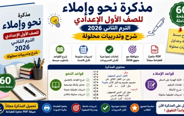 تحميل مذكرة نحو وإملاء للصف الأول الإعدادي الترم الثاني 2026 PDF