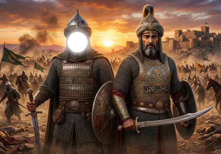 أعظم قادة الحروب في التاريخ الإسلامي : خالد بن الوليد - سيف الله المسلول ، السلطان الناصر صلاح الدين الايوبي - قاهر الصليبيين