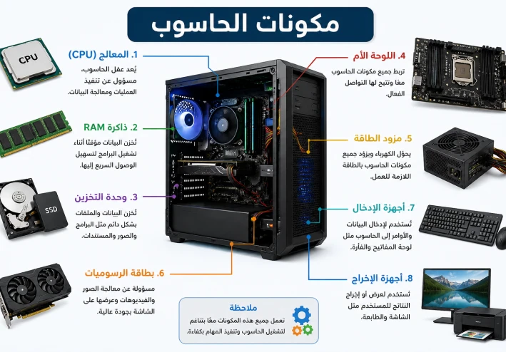 مكونات الحاسوب ووظائفها: دليلك لفهم أساسيات الكمبيوتر