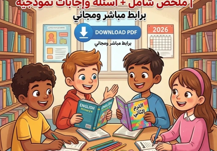 🔥 تحميل أقوى مراجعة نهائية لغة إنجليزية الصف السادس الابتدائي ترم ثاني 2026 PDF (ملخص شامل + أسئلة متوقعة بالإجابات)