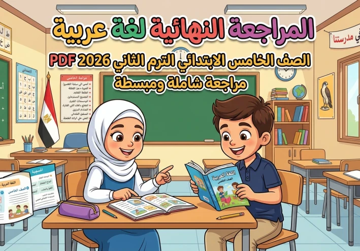 تحميل أقوى مراجعة نهائية لغة عربية للصف الخامس الابتدائي الترم الثاني 2026 PDF (لن يخرج عنها الامتحان!)