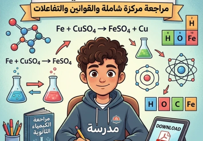 📥 تحميل أقوى مراجعة مفاهيم الكيمياء للصف الثالث الثانوي 2026 PDF | جميع القوانين والتفاعلات في ملف واحد