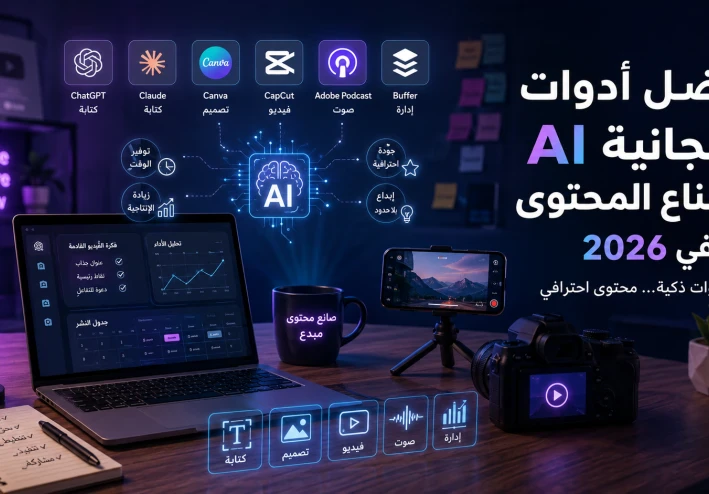 أفضل أدوات AI مجانية لصناع المحتوى في 2026