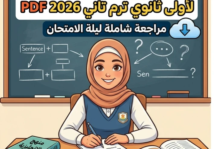 ✨ تحميل أهم أسئلة الجرامر أولى ثانوي ترم تاني 2026 PDF | أقوى مراجعة ليلة الامتحان بالإجابات النموذجية
