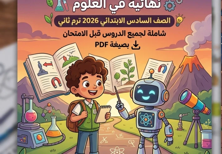 ☑️ تحميل أقوى مراجعة نهائية علوم الصف السادس الابتدائي ترم ثاني 2026 PDF | مراجعة شاملة وأسئلة متوقعة بالإجابات